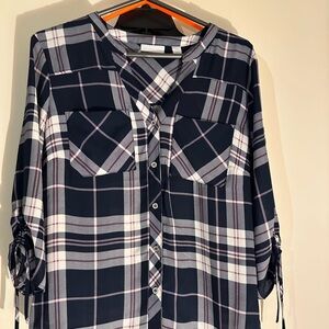 New Yorkk & Company Plaid Blouse - Size Small - NWT